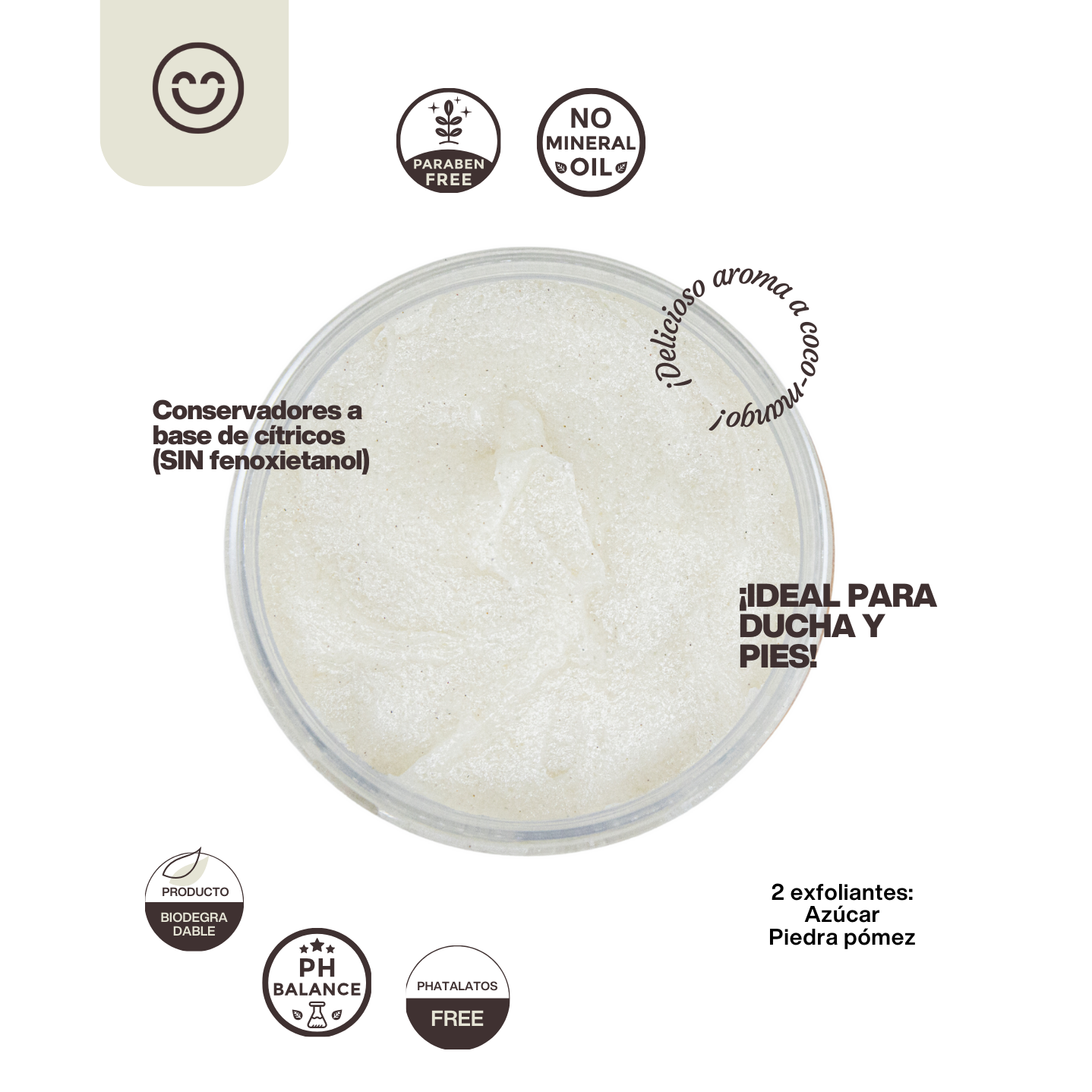 
                  
                    Exfoliante de baño y pies con efecto de jabón Coco tropical (Base azúcar y piedra pomez)
                  
                