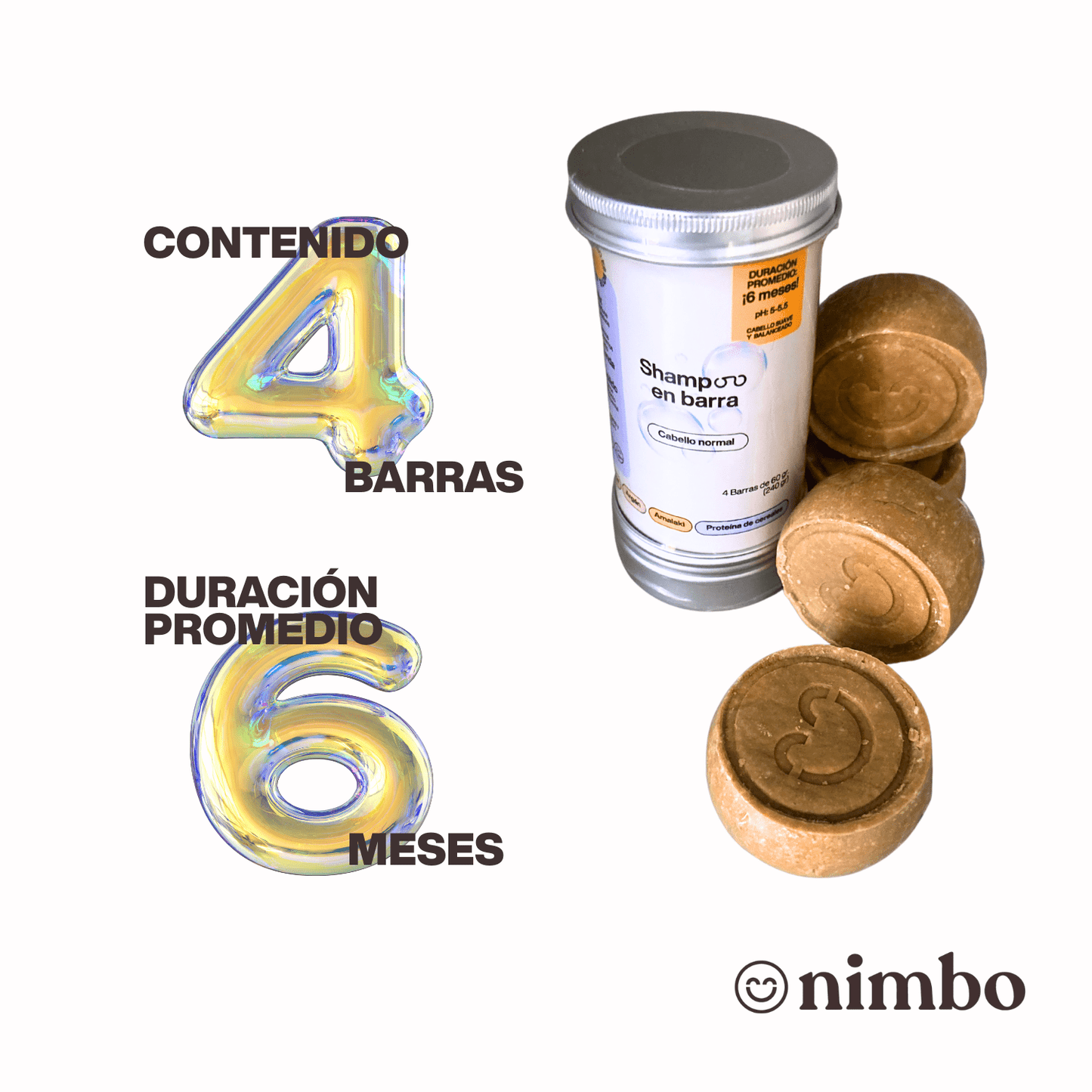 
                  
                    Shampoo sólido 240 g. (4 de 60 g.) - NIMBO
                  
                